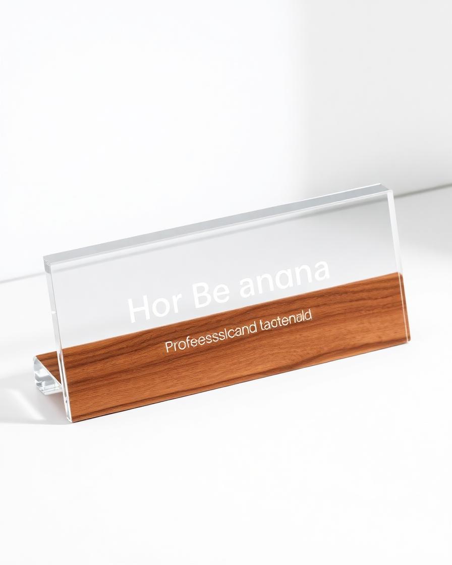 Acrylic & Wood Desk Plate
